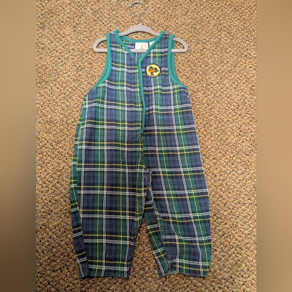 Vintage Navy And Green Plaid Jumpsuit‎